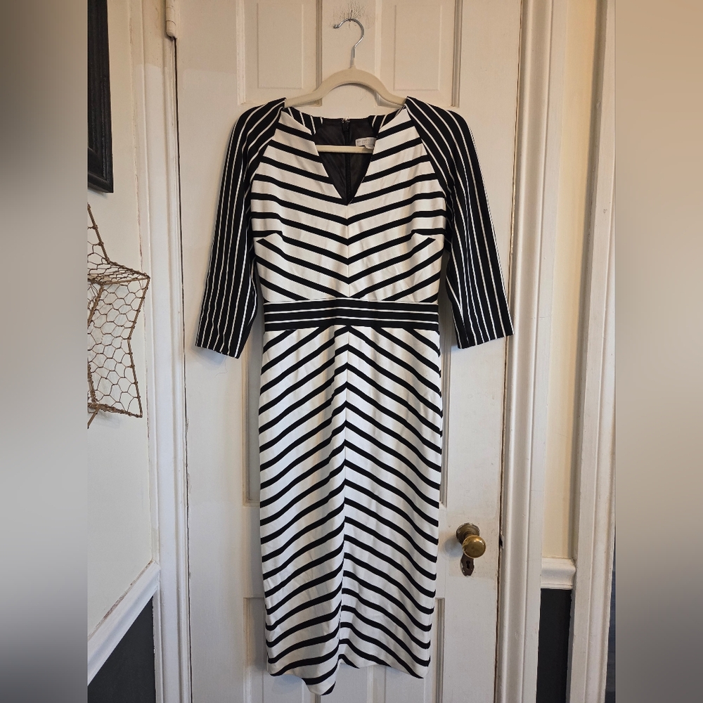 New York & Company Black and White Chevron Dress